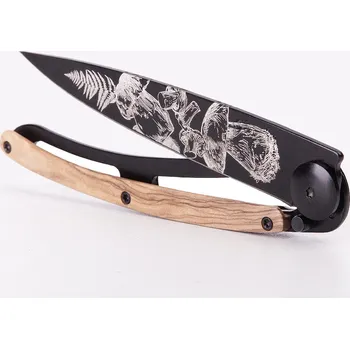 kapesní nůž Kapesní nůž Deejo DEE681 Tattoo Black 37g olive wood Mushroom