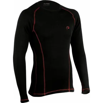 Pánské tričko Duras Patrik pánské triko merino dlouhý rukáv černá+rudý šev Velikost: S