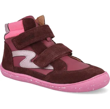 Dívčí obuv Barefoot dětské kotníkové boty Develab - Midcut Sneak.2 Burgundy vínové Velikost: 32
