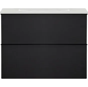 Koupelnový nábytek CERANO - Koupelnová skříňka pod umyvadlo s úchytkou Velora - černá matná, černá úchytka - 60x49,8x46 cm