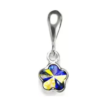 Přívěsek Zlatý přívěšek kytička , bílé zlato , Swarovski AB krystal - P 1297/22 (Zlatý přívěsek kytička)