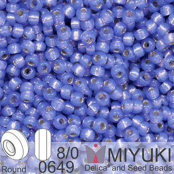 Korálek Korálky Miyuki Round 8/0. Barva 0649 Dyed Violet Silverlined Alabaster. Balení 5g