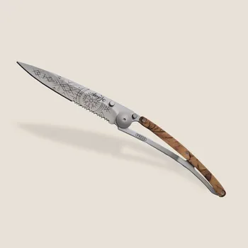 kapesní nůž Kapesní nůž Deejo 1CC512 Tattoo Serration 37g brown camo Viking Vegvisir