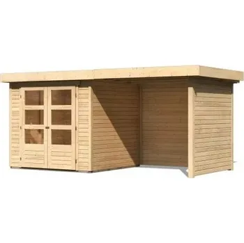 Zahradní domek KARIBU HOLZTECHNIK dřevěný domek KARIBU ASKOLA 2 + přístavek 240 cm včetně zadní a boční stěny (77722) natur LG3213