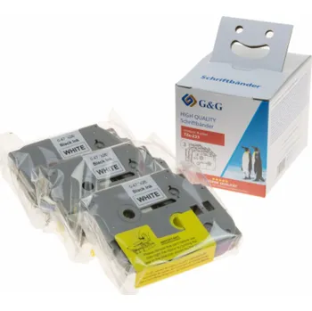 Pásek do tiskárny 3x G&G Schriftband 12mm x 8m sw- ws Komp. m. Brother TZe-231