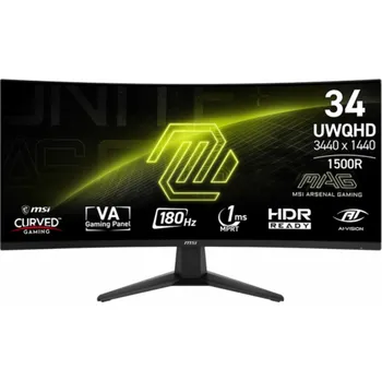 Monitor MSI MAG 346CQ počítačový monitor 86,4 cm (34") 3440 x 1440 px UltraWide Dual Quad HD LCD Černá