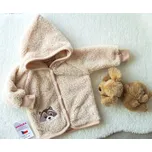 AMÁLKA Chlupatá oříšková mikina s kapucí, medvídek mýval Velikost: 62-68