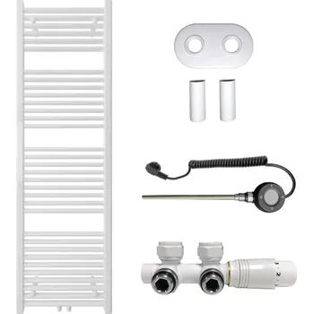 Radiátor CERANO - Koupelnový radiátorový set Lincoln - kombinované výtápění, wifi tyč - středové připojení 50 mm - 484W - bílá matná - 1600x500 mm