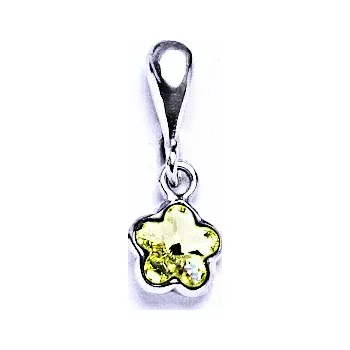Přívěsek Zlatý přívěšek kytička , bílé zlato , Swarovski krystal jonquil - P 1297/22 (Zlatý přívěsek kytička)