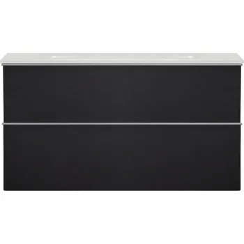 Koupelnový nábytek CERANO - Koupelnová skříňka pod umyvadlo s úchytkou Velora - černá matná, chromová úchytka - 100x49,8x46 cm