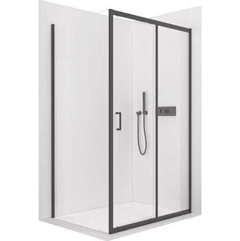 CERANO - Sprchový kout Orlano L/P - 5 mm - černá matná, transparentní sklo - 100x70 cm - posuvný