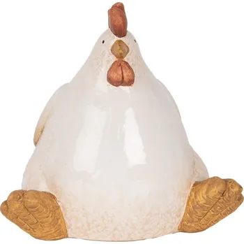 Dekorace odpočívající slepičky s plným bříškem – 18x14x17 cm