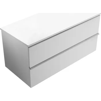 Koupelnový nábytek CERANO - Koupelnová skříňka pod umyvadlo s úchytkou/deskou pod umyvadlo Velora - 18 mm - bílá matná, chromová úchytka - 100x49,8x46 cm