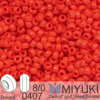 Korálek Korálky Miyuki Round 8/0. Barva 0407 Opaque Vermillion Red. Balení 5g