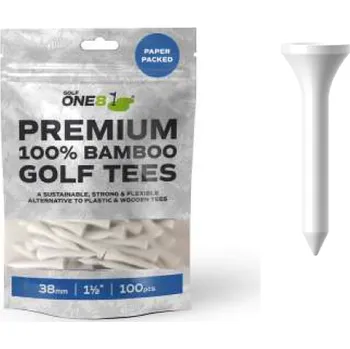 Golfová tyčka GOLF ONE8 týčka Premium 100% Bamboo Golf Tees 38mm (1a1/2") - bílá 100ks