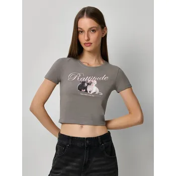 Dámské tričko Krátké tričko s potiskem - L - House - tmavošedý - 308EB-90X