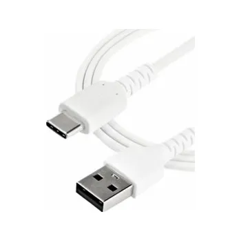 Datový kabel StarTech.com 1m USB A to USB C Charging Cable, Durable Fast Charge & Sync USB 2.0 to USB Type C Data Cord, Rugged TPE Jacket Aramid Fiber M/M 3A White, Samsung S10, S20, iPad Pro, Pixel - Heavy Duty a