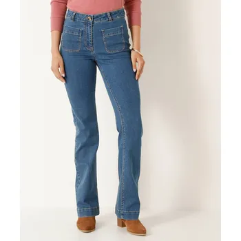 Bootcut kalhoty s našitými kapsami modrá 46