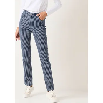 Dámské kalhoty Úzké dlouhé kalhoty, pruhovaný denim tmavě modrá 46