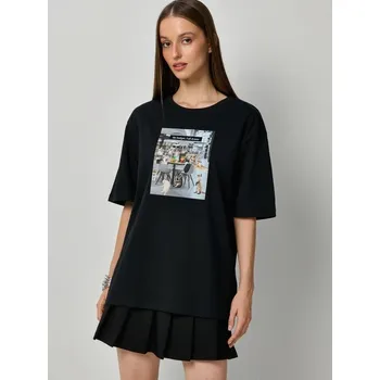 Dámská móda Tričko s&nbsp;potiskem - L - House - černá - 644GV-99X