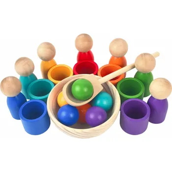 Dřevěná hračka 2Kids Toys Duhové panenky s míčky 7 barev