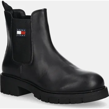 Dámská obuv Boty s gumou Tommy Jeans TJW CHELSEA LEATHER BOOT EN0EN02825 černá 99X, EUR 39