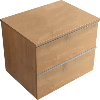 Koupelnový nábytek CERANO - Koupelnová skříňka pod umyvadlo s úchytkou/deskou pod umyvadlo Velora - 18 mm - dub medový, chromová úchytka - 60x49,8x46 cm