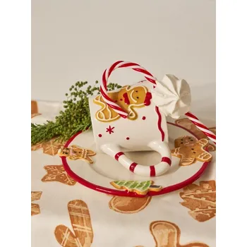 Sinsay - Keramický hrnek s perníkovým panáčkem a vánočním motivem - bílá - 807GR-00X - 807GR-00X-ONE