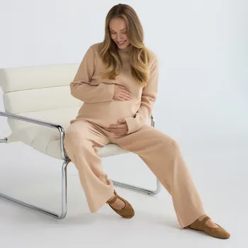 Dámské kalhoty Reserved - Kalhoty z&nbsp;žebrovaného žerzejového úpletu - béžová - 897HD-08X - 897HD-08X-S