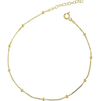 Řetízek Stříbrný řetízek na nohu s kuličkami pozlacený
