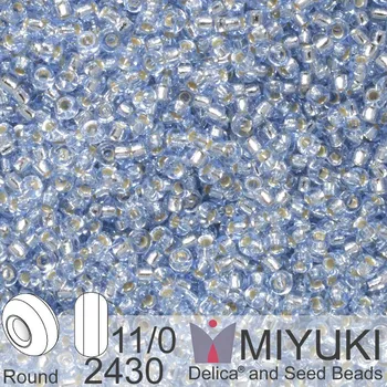 Korálek Korálky Miyuki Round 11/0. Barva 2430 Silverlined Light Sapphire. Balení 5g.