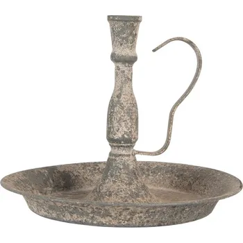 Šedý antik kovový svícen na úzkou svíčku Francio - Ø 23*19 cm