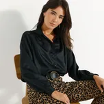 Saténová košile s dlouhými rukávy černá 42