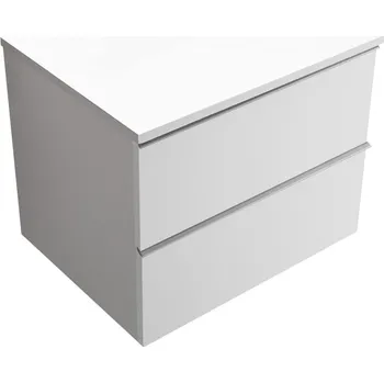 Koupelnový nábytek CERANO - Koupelnová skříňka pod umyvadlo s úchytkou/deskou pod umyvadlo Velora - 18 mm - bílá matná, chromová úchytka - 60x49,8x46 cm