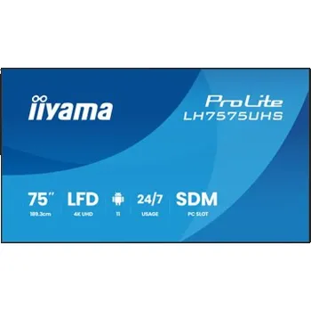 Monitor 75" iiyama LH7575UHS-B2AG:IPS, 4K UHD,Android,24/7