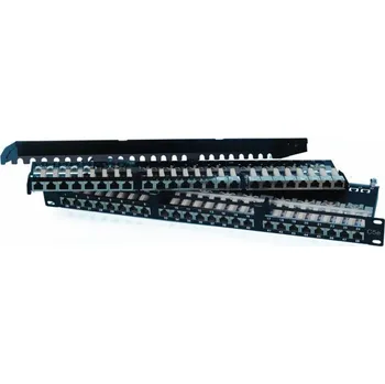 Patch panel OXnet 19" patch panel 48port Cat5E, STP, blok UNI 110, vyväz. lišta, 1U čierny