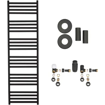 Radiátor CERANO - Koupelnový radiátorový set Fulgidus - ústřední výtápění - boční připojení 50 mm - 765W - černá matná - 1800x530 mm