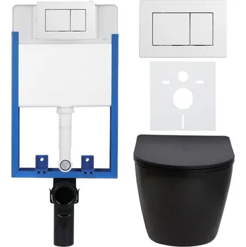 WC sada CERANO Podomítkový WC set Verde černá mat WC tlačítko Classic, bílé k zazdění CER-8050BD31