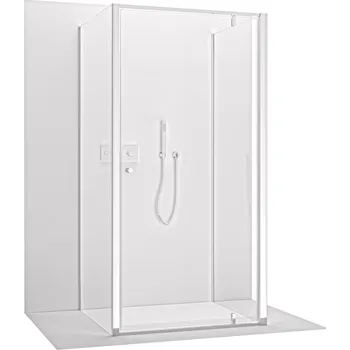 CERANO - Třístěnný sprchový kout Ferri U L/P - 6 mm - chrom, transparentní sklo - 100x90x195 cm - pivotový
