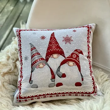 Dekorativní polštářek BYTEMA Vánoční gobelínový povlak VÁNOČNÍ SKŘÍTCI 45 x 45 cm