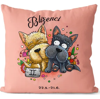 Dekorativní polštářek Polštář 40 x 40 cm Psí znamení - Blíženci