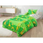 Bavlněné povlečení do postýlky Žirafa zelená, polštář 45 x 65 cm, peřinka 90 x 135 cm, gramáž 135 g/m2