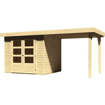 Zahradní domek KARIBU HOLZTECHNIK dřevěný domek KARIBU ASKOLA 3 + přístavek 240 cm (73246) natur LG1764
