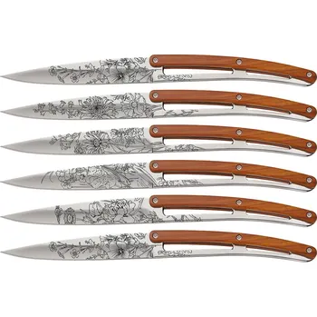 Kuchyňský nůž Deejo 6AB104 Tattoo sada 6 příborových nožů,lesklý povrch,coralwood, design Blossom
