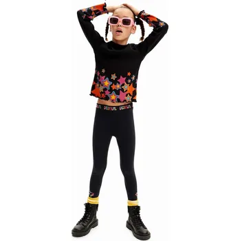 Dívčí legíny Dětské legíny Desigual DAISY černá barva, s potiskem, 24WGKK03 99X, vel. 110-128