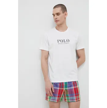 Pánské tričko Bavlněné pyžamové tričko Polo Ralph Lauren bílá barva, s potiskem, 714899613 00X, vel. XXL