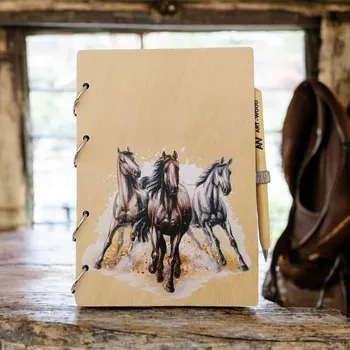 art-wood.cz Dřevěný zápisník - koně