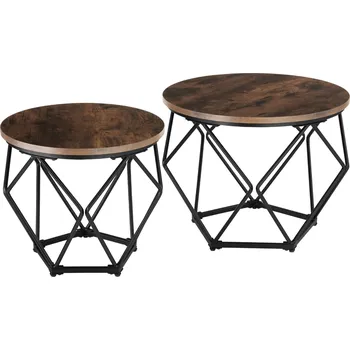 Konferenční stolek tectake Benham 40x36 cm, 50x40 cm Industriální dřevo tmavé, rustikální