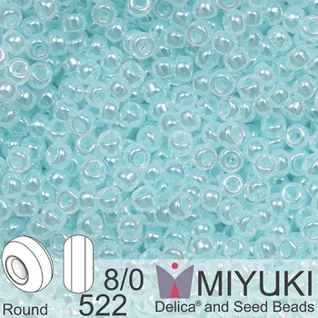 Korálek Korálky Miyuki Round 8/0. Barva 522 Light Aqua Ceylon. Balení 5g