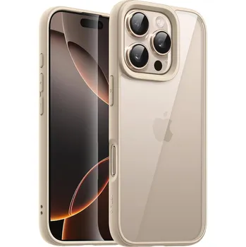 Pouzdro na mobilní telefon JETech pouzdro na iPhone 16 Pro Max, transparentní s matným rámem, pouštní titan